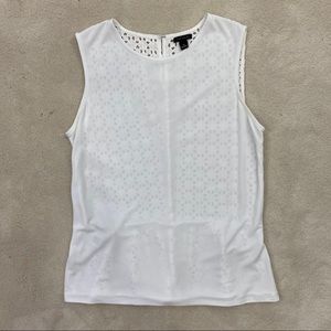 Ann Taylor Women White Sleeveless Top Crochet Sz M